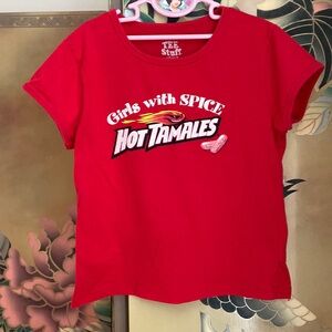 Y2K Hot Tamales girls with spice red tshirt short sleeve cotton sz LG 14/16